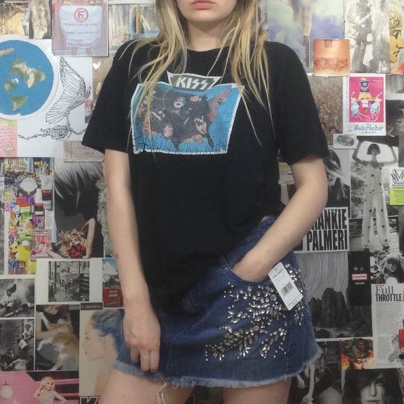 Free People Rhinestone Embellished Denim Miniskirt - Picture 2 of 4